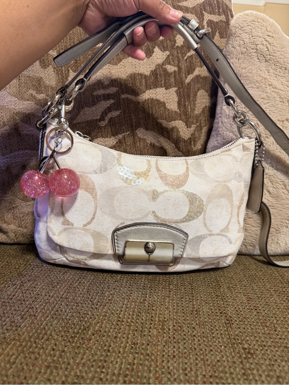 Coach Signature Canvas Small Shoulder Bag Cherries not included